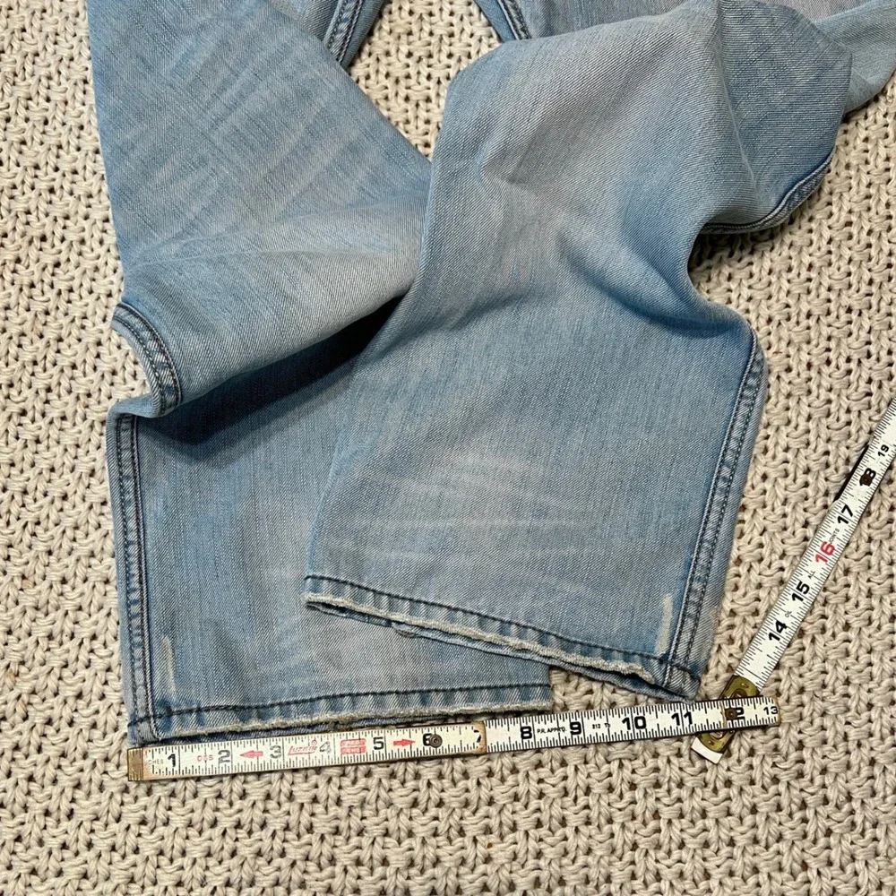 Levi's 514 Slim Straight‎ Jeans Mens 34x30 Light Blue Leather Patch